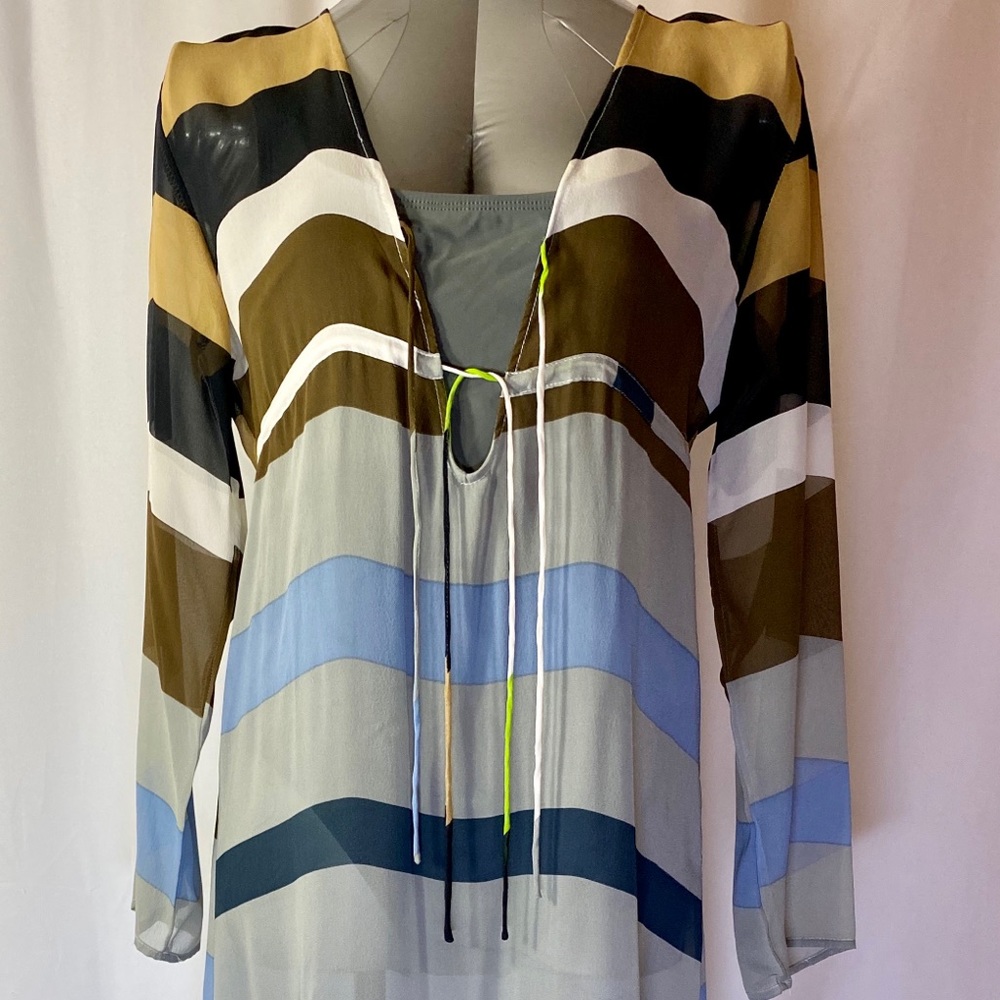 Gray Black Silk Maxi Dress Medium Anthropologie